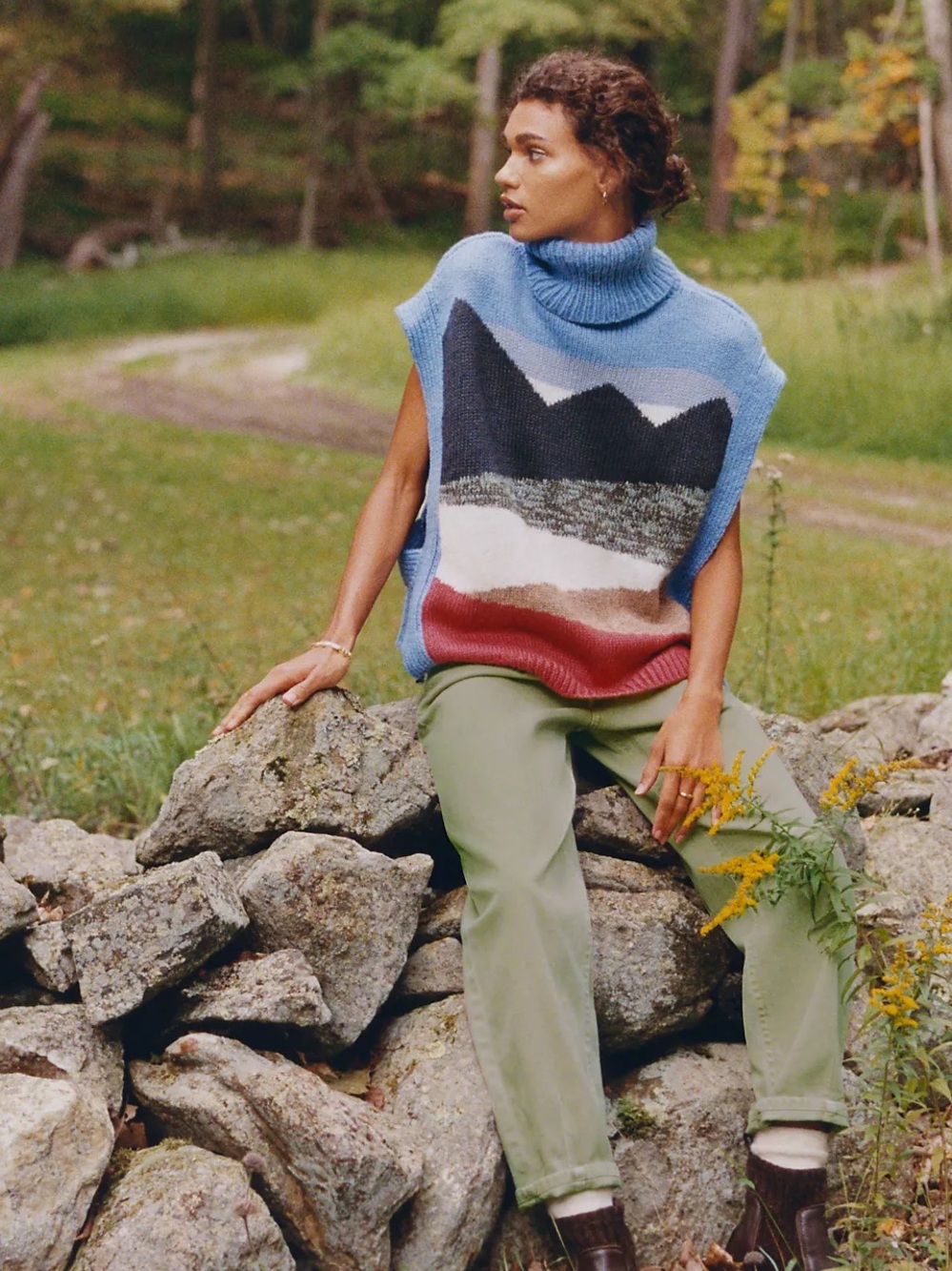 NWT Laura Dalgaard Landscape Turtleneck Sweater Vest OS